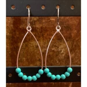 Sterling Silver and Turquoise Dangle Hoop Earrings